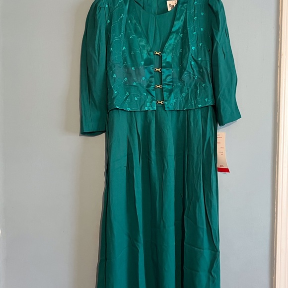 Peri Petites vintage green dresss Long sleeves size 6 - Picture 2 of 15